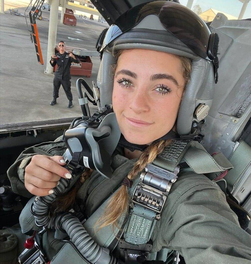 Demi Bagby taking a lesson like fighter pilot