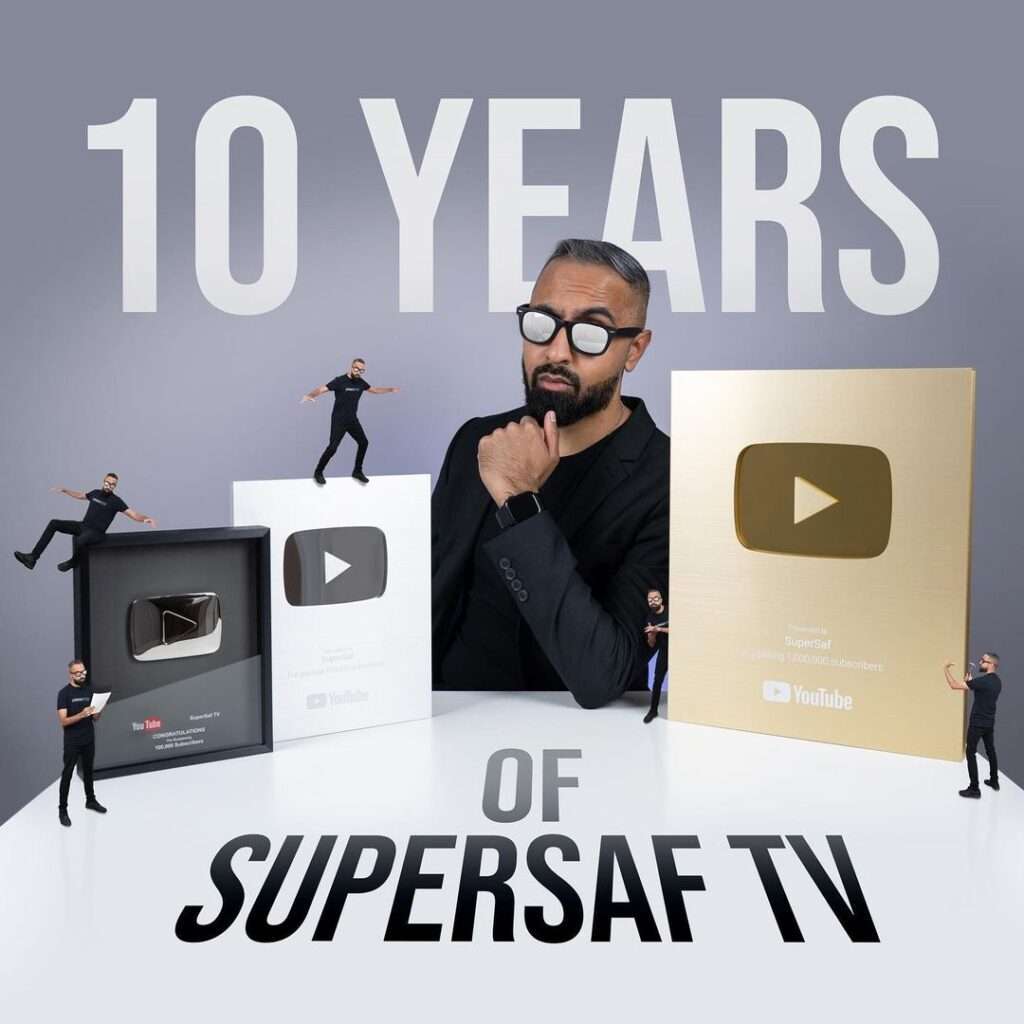 SuperSaf is a YouTuber and here he is showing his awards which he got from YouTube.