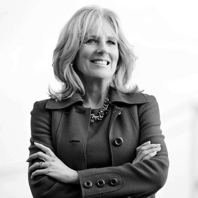 Jill Biden is just smiling and laughing for a picture.